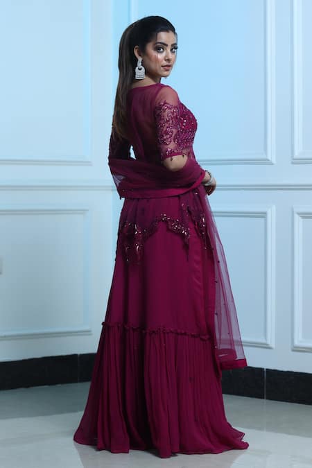Sangeeta Swati Embroidered Kurta Lehenga Set 
