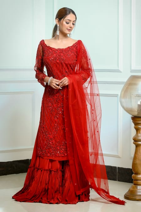 Sangeeta Swati Embroidered Kurta Gharara Set 