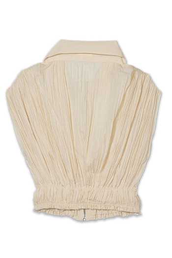 Buy_Aroka_White Ruched Muslin Plain Shirt Collar Brood Top _Online_at_Aza_Fashions