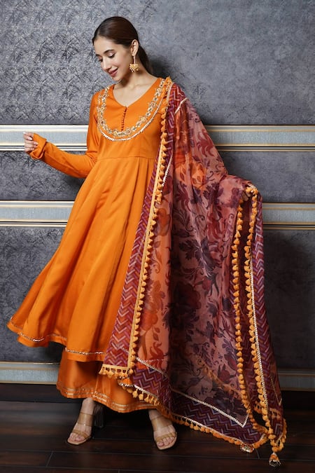 Leela By A Chanderi Anarkali Palazzo Set 