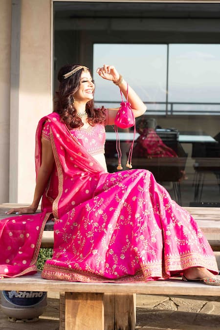 Rohini Bedi Floral Embroidered Bridal Lehenga Set 