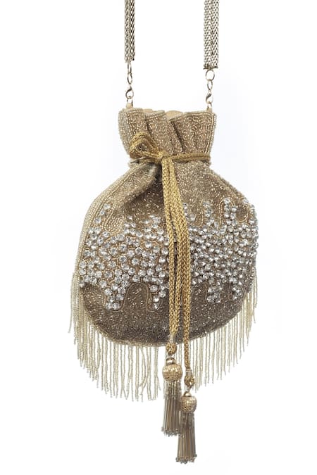 Buy SG Collection By Sonia Gulrajani Gold Embroidered Aster Potli Online at Aza Fashions Buy_SG Collection By Sonia Gulrajani_Gold Embroidered Aster Potli _Online_at_Aza_Fashions