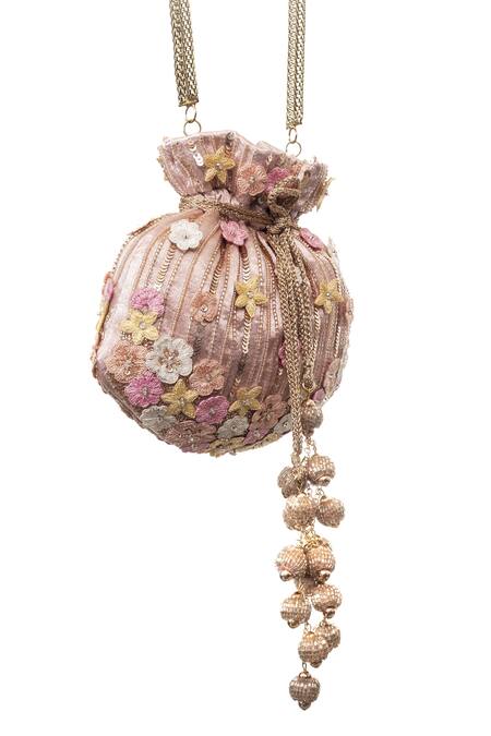 Buy SG Collection By Sonia Gulrajani Pink Embroidery, Applique Flora Potli Online at Aza Fashions Buy_SG Collection By Sonia Gulrajani_Pink Embroidery, Applique Flora Potli _Online_at_Aza_Fashions