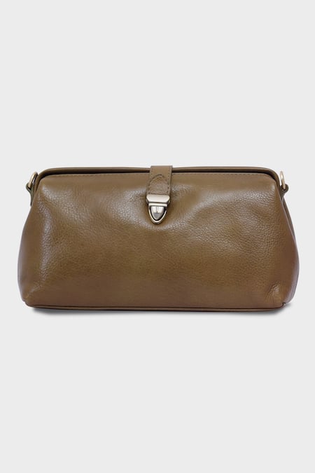 Buy Tan & Loom Green Olive Genuine Leather Sling Bag Online at Aza Fashions Buy_Tan & Loom_Green Olive Genuine Leather Sling Bag _Online_at_Aza_Fashions