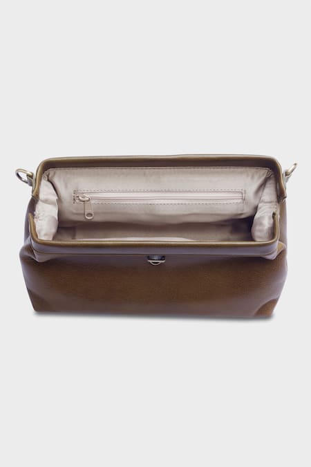 Shop Tan & Loom Green Olive Genuine Leather Sling Bag Online at Aza Fashions Shop_Tan & Loom_Green Olive Genuine Leather Sling Bag _Online_at_Aza_Fashions