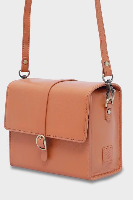 Tan & Loom Peach Piccolo Box Bag Online at Aza Fashions Tan & Loom_Peach Piccolo Box Bag _Online_at_Aza_Fashions