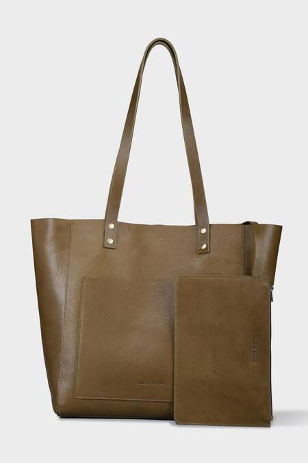 Buy_Tan & Loom_Green Old Fashioned Tote Bag _Online_at_Aza_Fashions