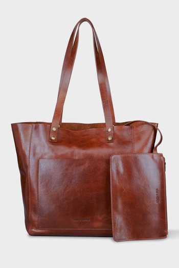 Tan & Loom_Brown Old Fashioned Tote Bag _at_Aza_Fashions