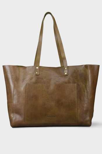 Buy Tan & Loom Green Large Old Fashioned Tote Bag at Aza Fashions Buy_Tan & Loom_Green Large Old Fashioned Tote Bag_at_Aza_Fashions
