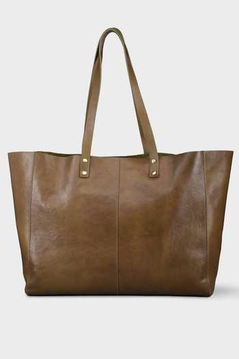 Shop Tan & Loom Green Large Old Fashioned Tote Bag at Aza Fashions Shop_Tan & Loom_Green Large Old Fashioned Tote Bag_at_Aza_Fashions