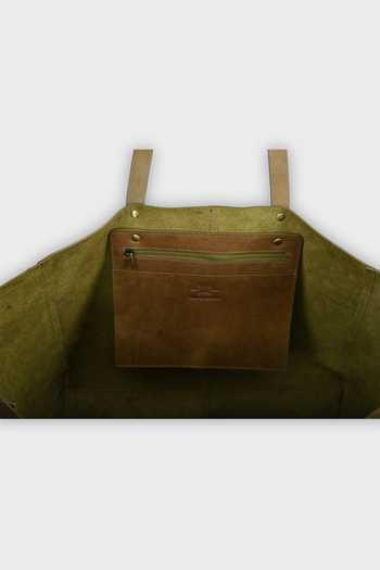 Tan & Loom Green Large Old Fashioned Tote Bag at Aza Fashions Tan & Loom_Green Large Old Fashioned Tote Bag_at_Aza_Fashions