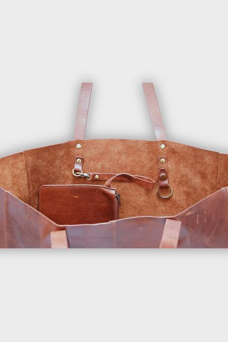 Tan & Loom_Brown Large Old Fashioned Tote Bag _at_Aza_Fashions
