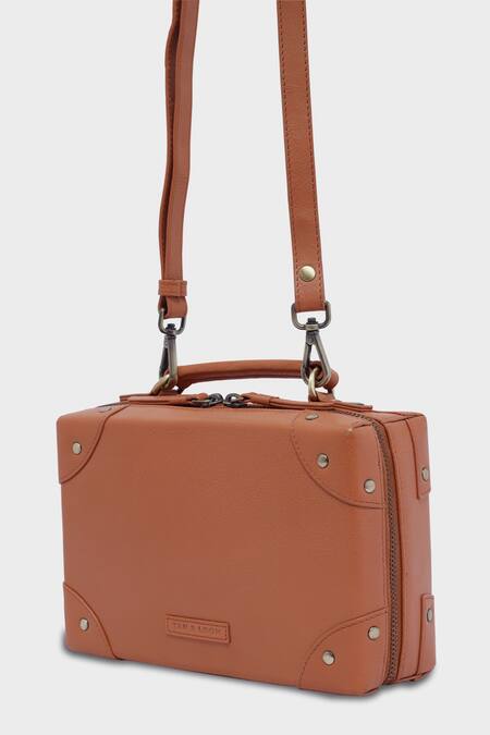 Tan & Loom_Peach Mini Travellers Trunk Sling Bag _at_Aza_Fashions