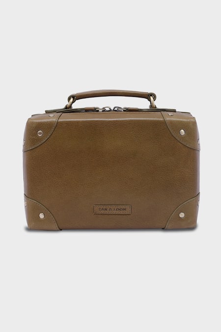 Shop Tan & Loom Green Mini Travellers Trunk Sling at Aza Fashions Shop_Tan & Loom_Green Mini Travellers Trunk Sling _at_Aza_Fashions