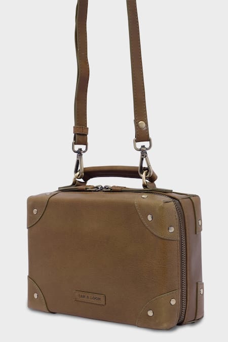 Tan & Loom Green Mini Travellers Trunk Sling Online at Aza Fashions Tan & Loom_Green Mini Travellers Trunk Sling _Online_at_Aza_Fashions
