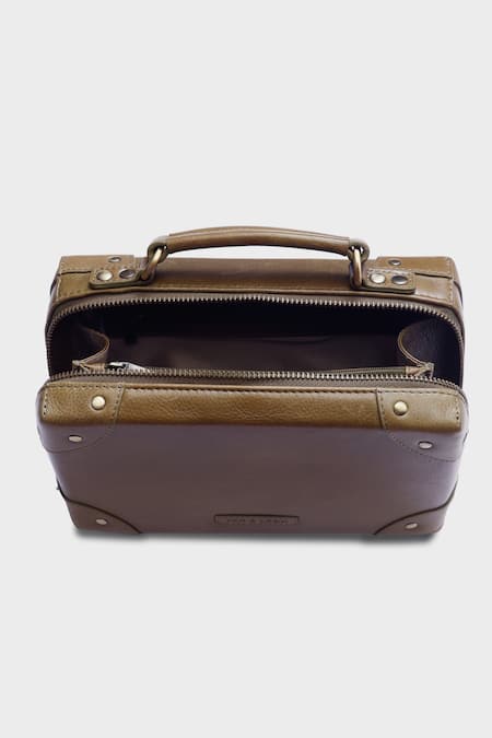 Shop Tan & Loom Green Mini Travellers Trunk Sling Online at Aza Fashions Shop_Tan & Loom_Green Mini Travellers Trunk Sling _Online_at_Aza_Fashions