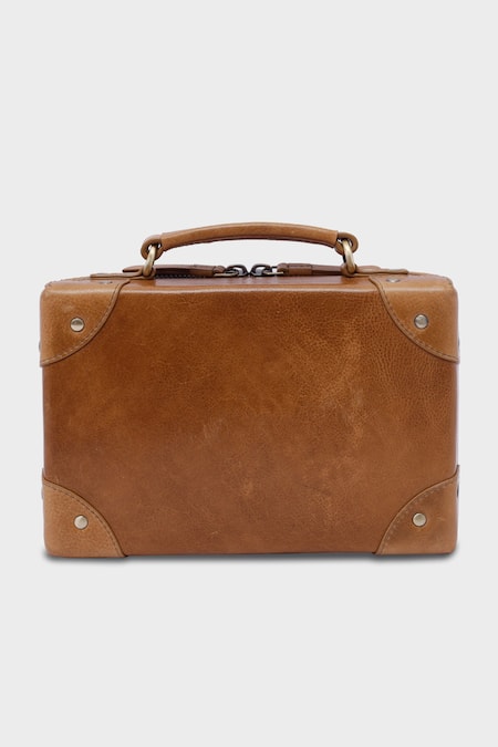 Shop Tan & Loom Brown Mini Travellers Trunk Sling Bag at Aza Fashions Shop_Tan & Loom_Brown Mini Travellers Trunk Sling Bag _at_Aza_Fashions