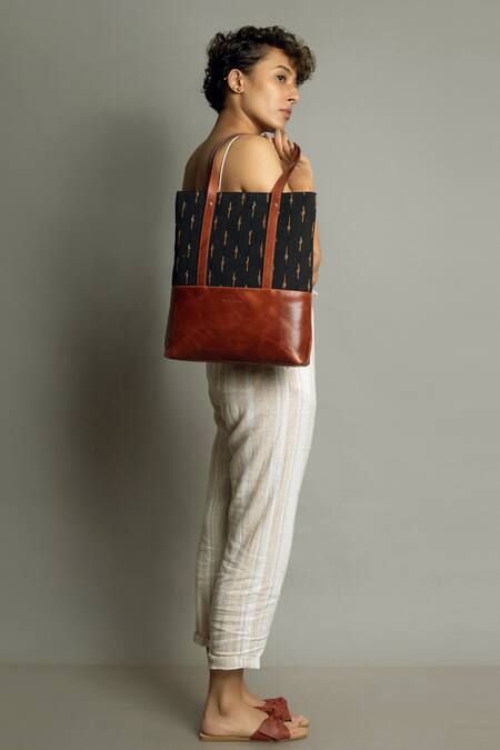 Buy Tan & Loom Black Ikat Tote Bag Online at Aza Fashions Buy_Tan & Loom_Black Ikat Tote Bag _Online_at_Aza_Fashions