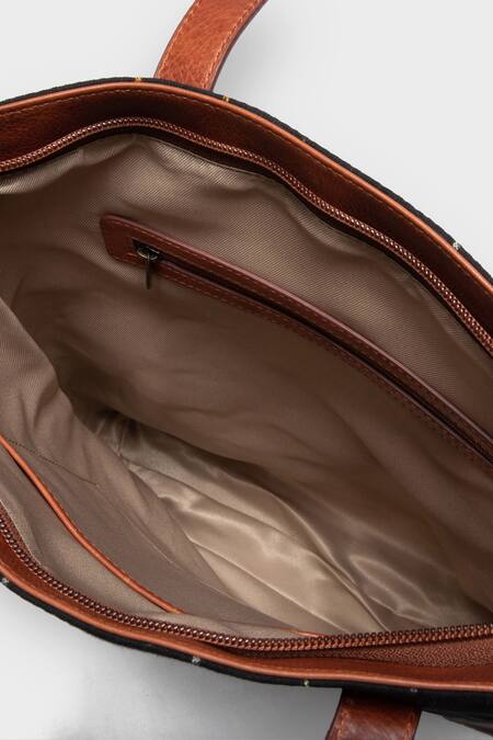 Tan & Loom Black Ikat Tote Bag at Aza Fashions Tan & Loom_Black Ikat Tote Bag _at_Aza_Fashions