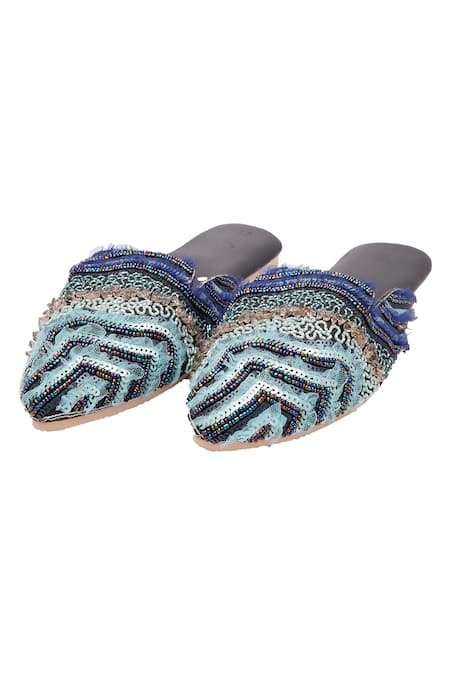 Durvi Persian Gulf Stone Embellished Mules 