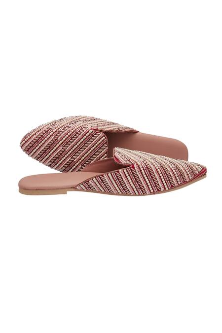 Durvi_Gold Persian Pepper Embellished Mules_Online_at_Aza_Fashions