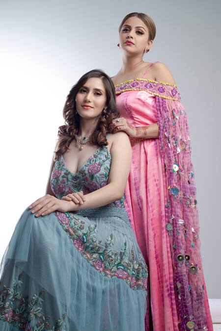 Buy Ambrosia Pink 100% Nylon Mesh Bead Work, Sequin Work, Tie Embroidered Cape Lehenga Set Online at Aza Fashions Buy_Ambrosia_Pink 100% Nylon Mesh Bead Work, Sequin Work, Tie Embroidered Cape Lehenga Set _Online_at_Aza_Fashions