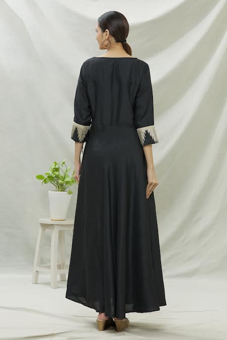 Khwaab By Sanjana Lakhani Black Sequin Embroidered Anarkali Set 