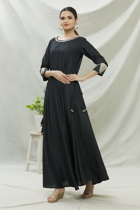 Buy Khwaab By Sanjana Lakhani Black Polyester Sequins Round Neck Embroidered Anarkali Set Online at Aza Fashions Buy_Khwaab By Sanjana Lakhani_Black Polyester Sequins Round Neck Embroidered Anarkali Set _Online_at_Aza_Fashions