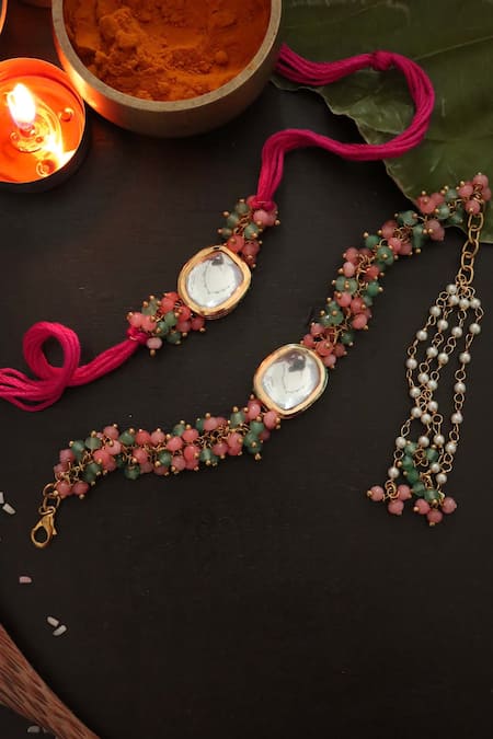 Paisley Pop Kundan Rakhi & Lumba Set 