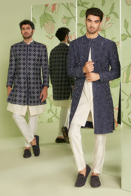 Buy Pink & White 2-Piece Ethnic Suit for Men by KISAH Online | Ajio.com