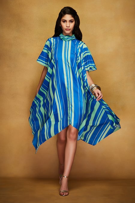 Gulabo by Abu Sandeep Stripe Print Asymmetric Tunic 