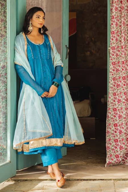 Myaara Nandika Chanderi Anarkali Set 