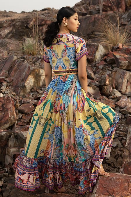 Bhanuni By Jyoti Printed Front Open Dress 