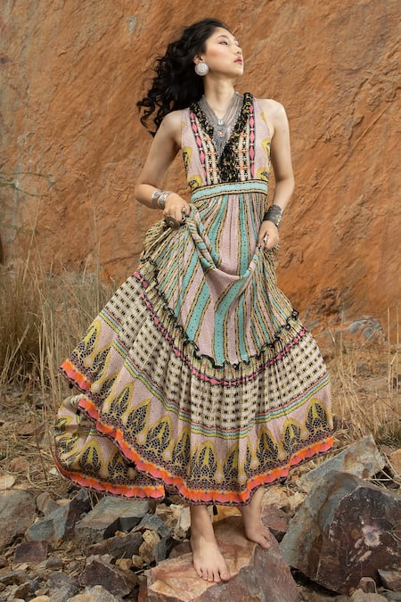 Bhanuni By Jyoti Tropical Bliss Printed Maxi Dress 