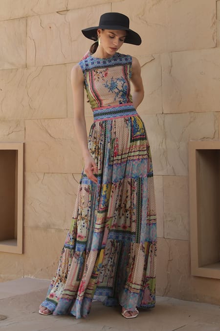 Bhanuni By Jyoti Tropical Tiles Printed Dress 