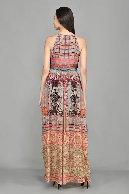 Bhanuni By Jyoti Printed Front Open Dress 