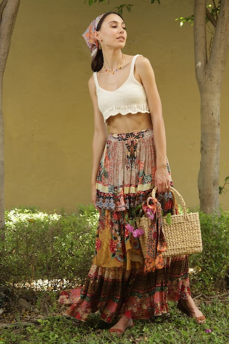 Bhanuni By Jyoti Meadow Tiered Maxi Skirt 