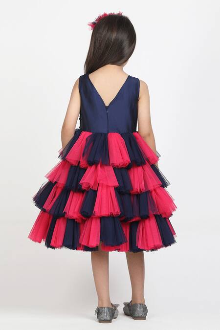 Shop Jelly Jones Blue Silk Sequins Embroidered Flared Dress And Hairband at Aza Fashions Shop_Jelly Jones_Blue Silk Sequins Embroidered Flared Dress And Hairband_at_Aza_Fashions