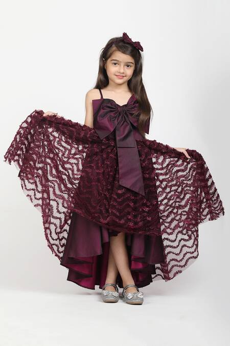 Buy_Jelly Jones_Purple Silk Embroidery Fringe Wine Asymmetric Gown _Online_at_Aza_Fashions