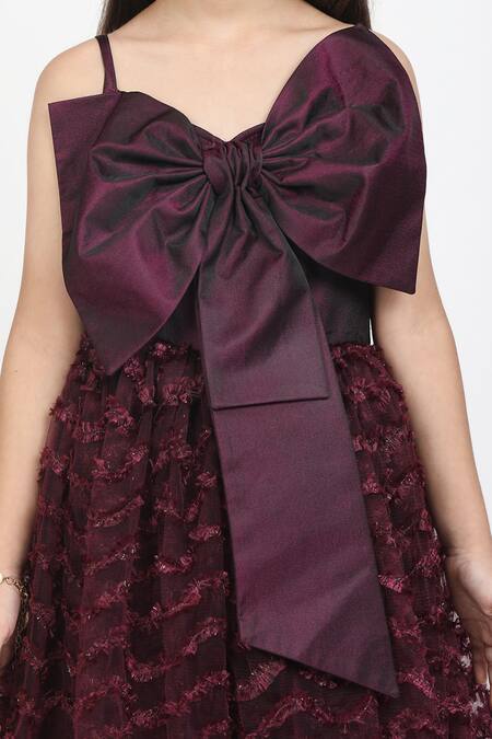 Jelly Jones_Purple Silk Embroidery Fringe Wine Asymmetric Gown _at_Aza_Fashions