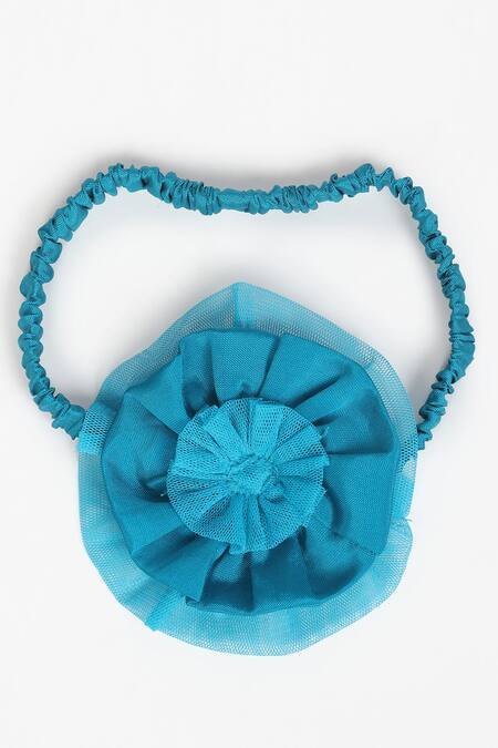 Buy_Jelly Jones_Blue Silk Pearls Embellished Layered Gown And Hairband_Online_at_Aza_Fashions