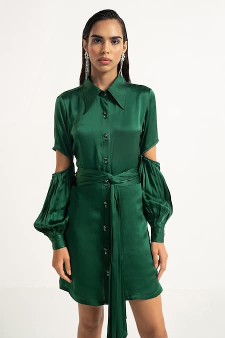 APZ Serpentine Silk Shirt Dress 