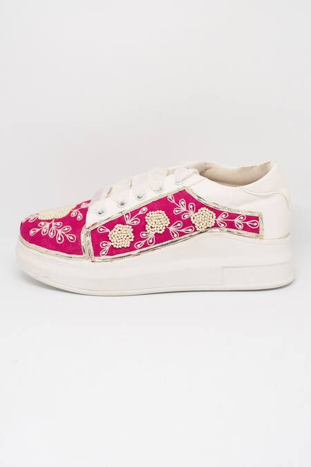 Buy_The Saree Sneakers_Pink Embellished Sneakers _Online_at_Aza_Fashions