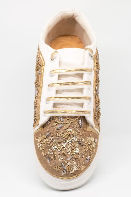 The Saree Sneakers Gold Embroidered Sneakers 