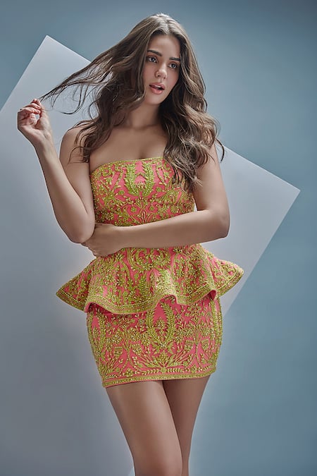 Cherie D Chica Peplum Top & Skirt Set 