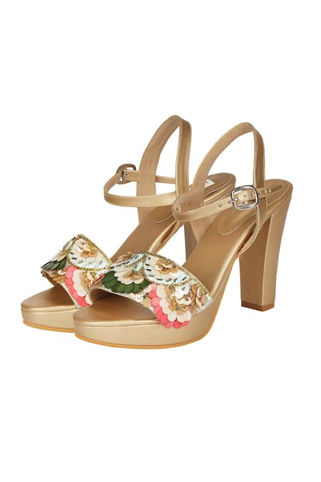 Buy Gold Heeled Sandals for Women by PELLE ALBERO Online | Ajio.com