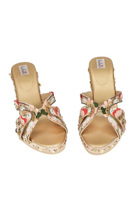 Fuchsia by aashaka mehta_Pink Sequins Color Pop Block Wedges _Online_at_Aza_Fashions