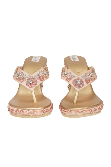 Fuchsia by aashaka mehta Floral Embroidered Wedges 