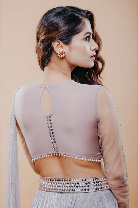 Aaryaa By Kashveen Kohli Shimmer Pre-Draped Saree With Blouse 