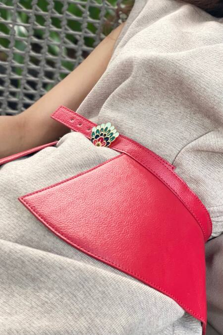 Buy And Also Red Vegan Leather Peplum Belt Online at Aza Fashions Buy_And Also_Red Vegan Leather Peplum Belt_Online_at_Aza_Fashions